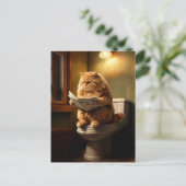 Grappige kat op het toilet | Eigenzinnige badkamer Briefkaart (Staand voorkant)