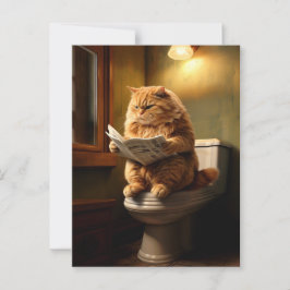Grappige kat op het toilet | Eigenzinnige badkamer Briefkaart