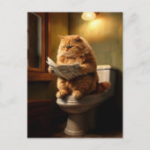 Grappige kat op het toilet | Eigenzinnige badkamer Briefkaart (Voorkant)