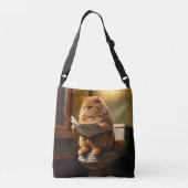 Grappige kat op het toilet | Eigenzinnige badkamer Crossbody Tas (Achterkant)
