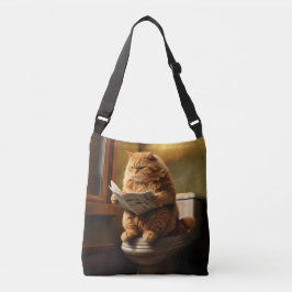 Grappige kat op het toilet | Eigenzinnige badkamer Crossbody Tas