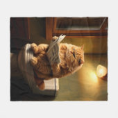 Grappige kat op het toilet | Eigenzinnige badkamer Fleece Deken (Voorkant (Horizontaal))