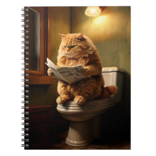 Grappige kat op het toilet Eigenzinnige badkamer Notitieboek