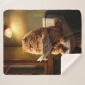 Grappige kat op het toilet | Eigenzinnige badkamer Sherpa Deken (Voorkant (horizontaal))