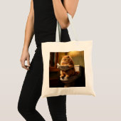 Grappige kat op het toilet | Eigenzinnige badkamer Tote Bag (Voorkant (product))