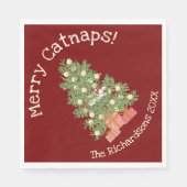 Grappige kat op kerstboom vrolijke kattenkruiken! servet (Voorkant)