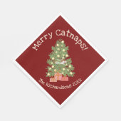 Grappige kat op kerstboom vrolijke kattenkruiken! servet (Hoek)