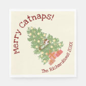Grappige kat op kerstboom vrolijke kattenkruiken!  servet (Voorkant)