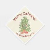 Grappige kat op kerstboom vrolijke kattenkruiken!  servet (Hoek)