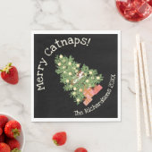 Grappige kat op kerstboom vrolijke kattenkruiken!  servet (Insitu)