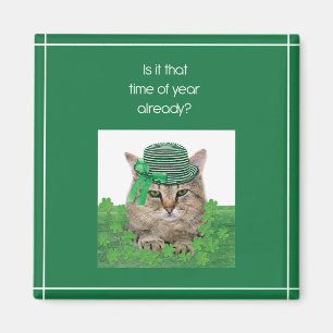 Grappige kat op St. Patrick's Dag Magneet