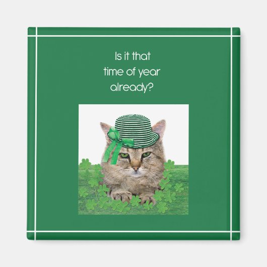 Grappige kat op St. Patrick's Dag Magneet (Voorkant)