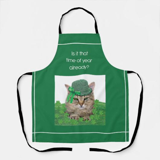 Grappige kat op St. Patrick's Day Schort (Voorkant)