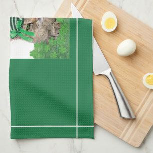 Grappige kat op St. Patrick's Day Theedoek