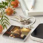 Grappige kat op toilet | Excentrieke badkamer humo Sleutelhanger (Voorkant Rechts)