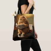Grappige kat op toilet | Excentrieke badkamer humo Tote Bag (Dichtbij)