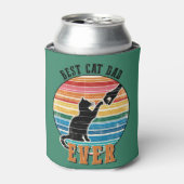 Grappige kat papa vader aangepaste naam cadeau blikjeskoeler (Blikje Voorkant)