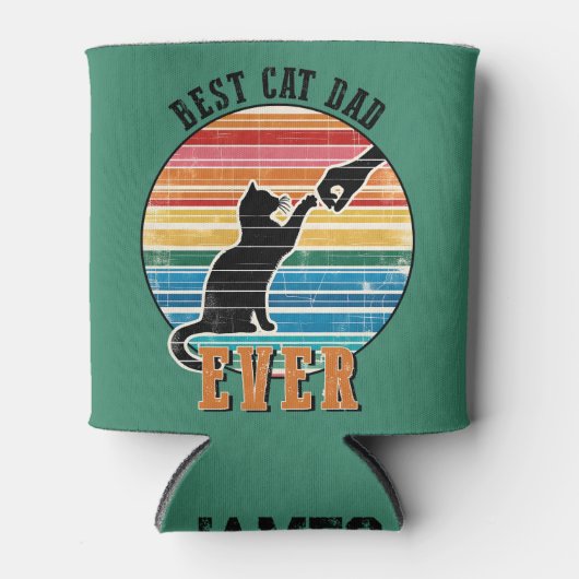 Grappige kat papa vader aangepaste naam cadeau blikjeskoeler (Voorkant)