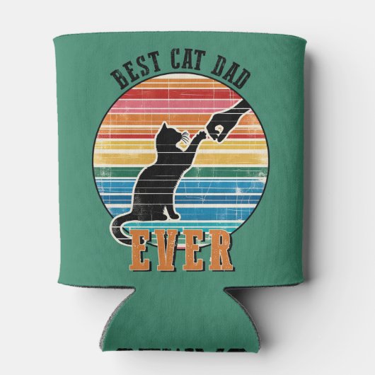 Grappige kat papa vader aangepaste naam cadeau blikjeskoeler (Achterkant)