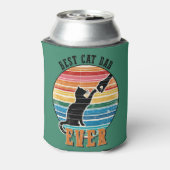 Grappige kat papa vader aangepaste naam cadeau blikjeskoeler (Blikje Achterkant)