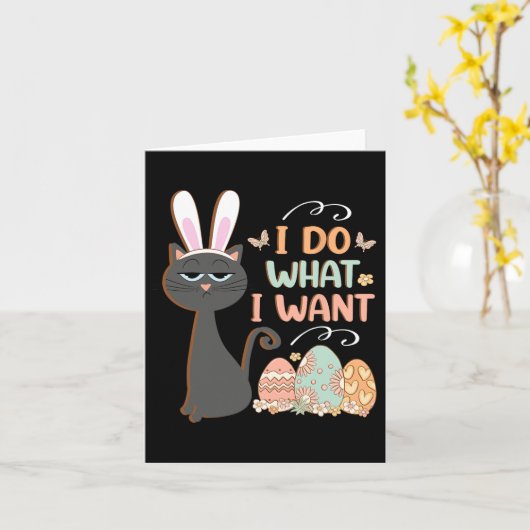 Grappige kat Pasen Wat ik wil Pasen Bysket Stuffer Kaart (Gele Bloem)