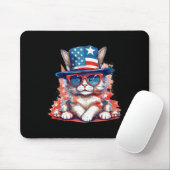 Grappige kat Patriottische Vlag van de VS Amerikaa Muismat (Met muis)