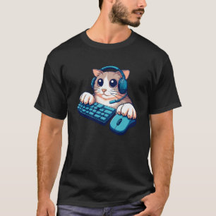 Grappige Kat PC Gamer Videospel Speler Gaming T-shirt