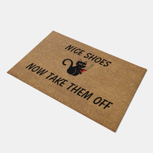 Grappige kat personaliseerbare Front deurmat (Schuin)