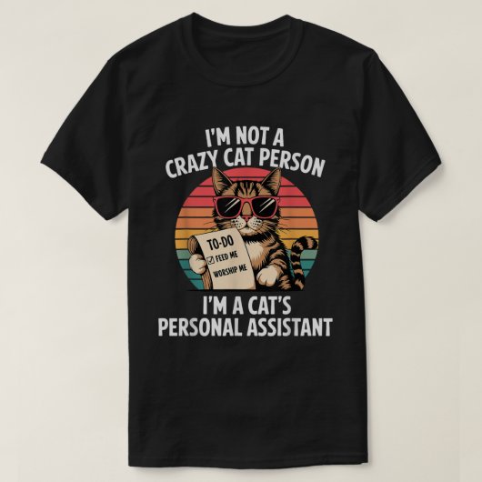 Grappige Kat Persoonlijke Assistent Retro T-shirt (Design voorkant)