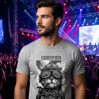 Grappige kat-piloot die een sigaar rookt Zwart en T-shirt