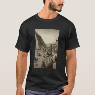 Grappige kat piramide selfie oude tijden kat meme t-shirt