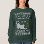 Grappige kat pixel gebreide lelijke kerst trui (Voorkant)