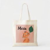 Grappige kat plant blad cartoon boodschappentas tote bag (Voorkant)