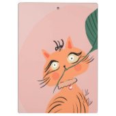 Grappige Kat Plant Blad Cartoon Klembord (Achterkant)