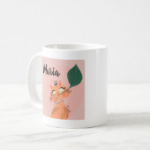 Grappige Kat Plant Blad Cartoon Koffiemok (Voorkant links)