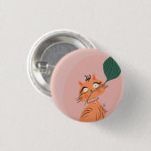 Grappige Kat Plant Blad Cartoon Ronde Button 3,2 Cm (Voorkant /achterkant)