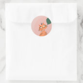 Grappige Kat Plant Blad Cartoon Ronde Sticker (Tas)
