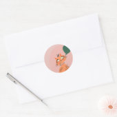 Grappige Kat Plant Blad Cartoon Ronde Sticker (Envelop)