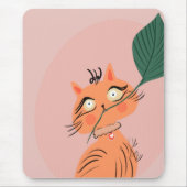 Grappige kat plantenblad cartoon     muismat (Voorkant)
