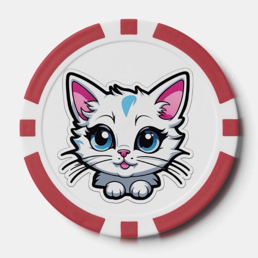 grappige kat poker chips (Voorkant)