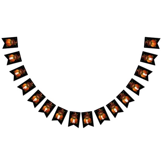 GRAPPIGE KAT POMPOEN GELUKKIG HALLOWEEN VLAGGETJES (Alle)