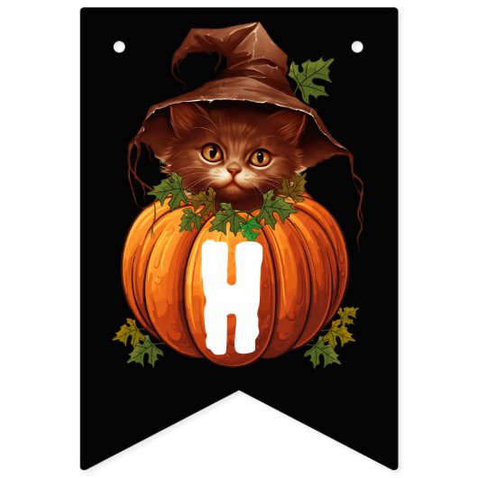 GRAPPIGE KAT POMPOEN GELUKKIG HALLOWEEN VLAGGETJES (Tweede vlag)