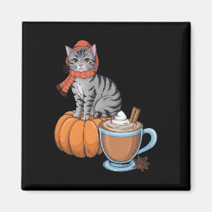 Grappige Kat Pompoen Kruiden Koffie Thanksgiving H Magneet