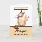 Grappige kat "Purr-fecte" Moederdag Kaart (Voorkant)