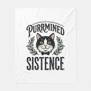 Grappige Kat Purrmined Sistence Vintage Grafisch_1 Fleece Deken