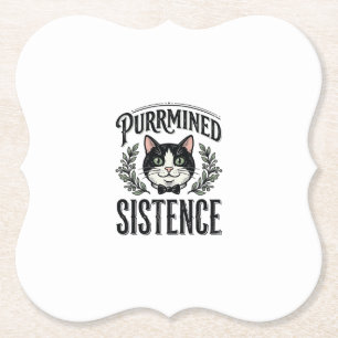 Grappige Kat Purrmined Sistence Vintage Grafisch_1 Kartonnen Onderzetters