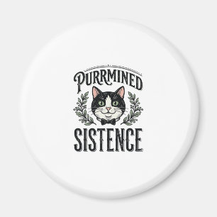 Grappige Kat Purrmined Sistence Vintage Grafisch_1 Magneet