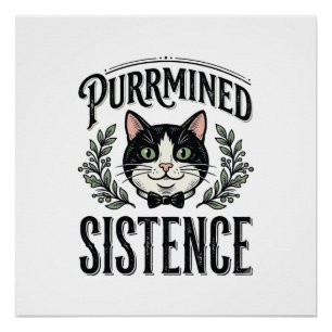 Grappige Kat Purrmined Sistence Vintage Grafisch_1 Perfect Poster