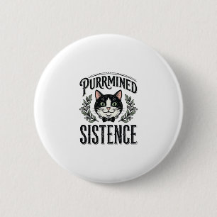 Grappige Kat Purrmined Sistence Vintage Grafisch_1 Ronde Button 5,7 Cm