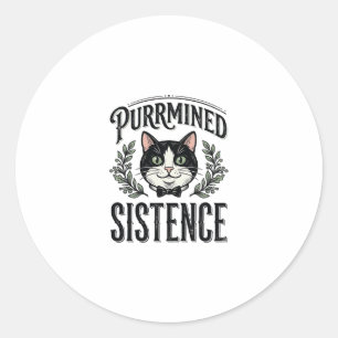 Grappige Kat Purrmined Sistence Vintage Grafisch_1 Ronde Sticker